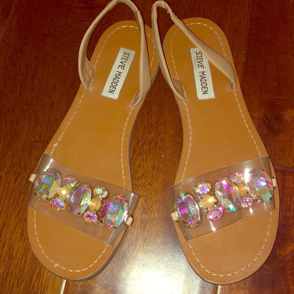 steve madden clear jeweled sandals